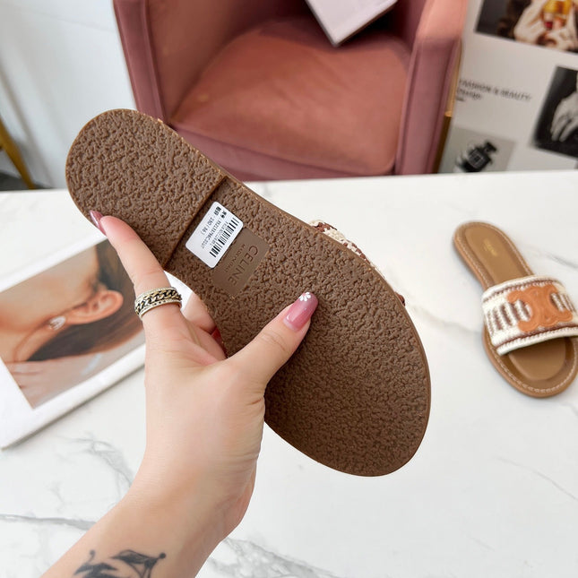LYMPIA MULE WHITE MIX BROWN RAFFIA PERU BROWN LOGO