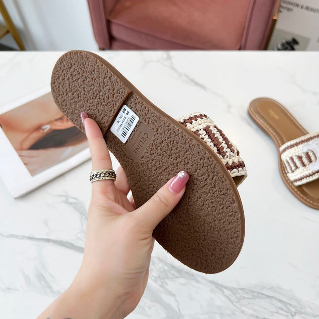 LYMPIA MULE WHITE MIX BROWN RAFFIA