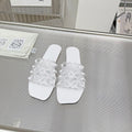 LOEWE 26S FLAT SANDALS IN WHITE CALFSKIN WITH CRYSTALS
