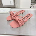 LOEWE 26S KITTEN HEEL KNOT SANDALS 45MM IN PINK CALFSKIN