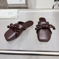 LOEWE 26S MULE LOAFERS IN DARK BROWN CALFSKIN KNOT DETAIL