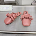 LOEWE 26S MULE LOAFERS IN PINK CALFSKIN KNOT DETAIL