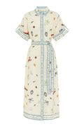 ALEMAIS LONG SHIRT DRESS WITH BELT AND OCEAN-INSPIRED PRINT 267458