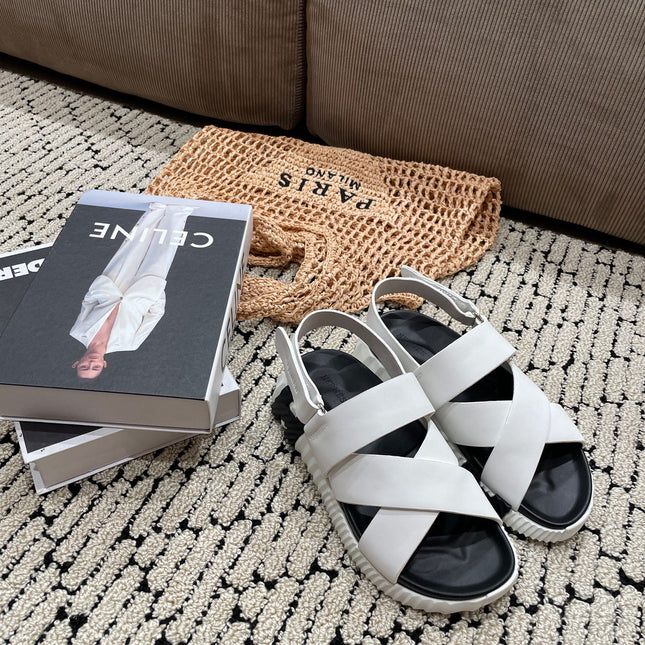 ELECTRIC SANDAL BLACK MIX CREAMY WHITE CALFSKIN