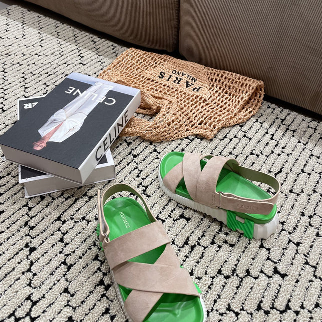 ELECTRIC SANDAL GREEN MIX LIGHT GRAY SUEDE