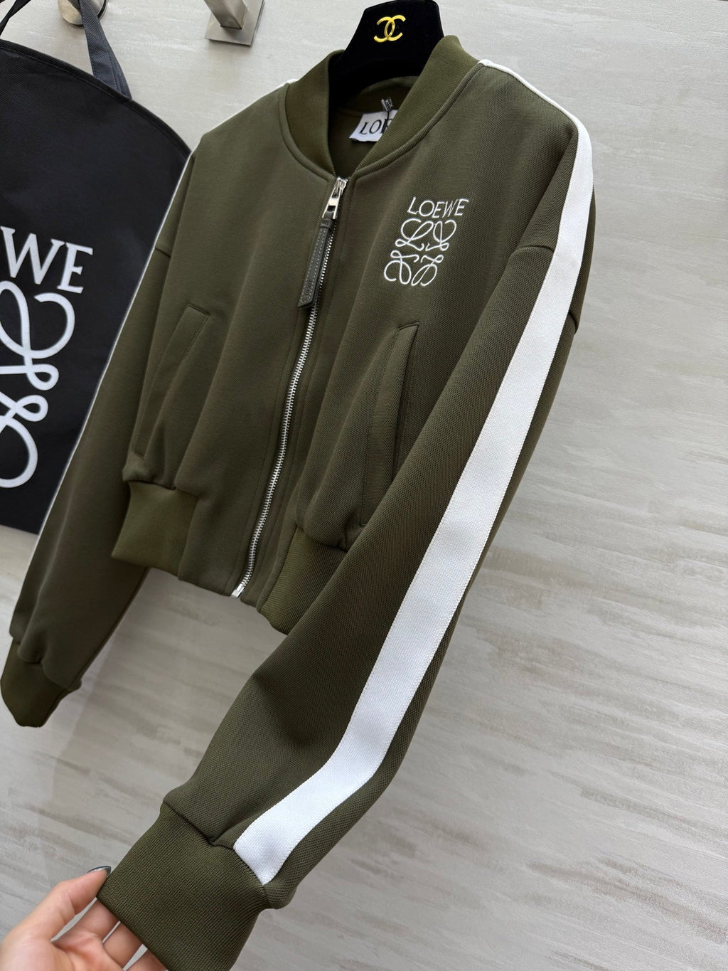 Loewe 25 Logo Jersey Track Jacket Green Cotton