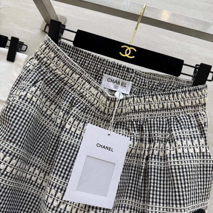 CHANEL 26S WIDE-LEG PLAID PANTS 971