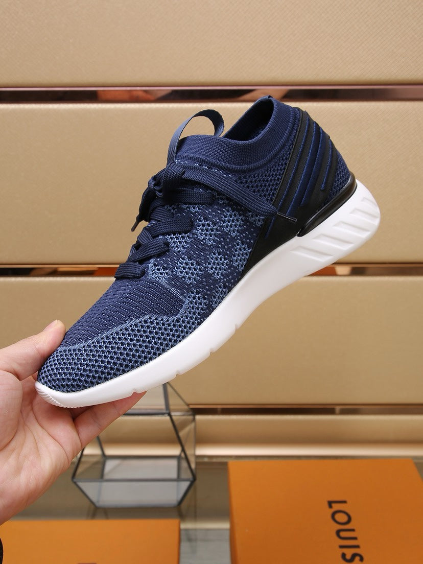 LV SNEAKERS IN COBALT BLUE MESH FABRIC