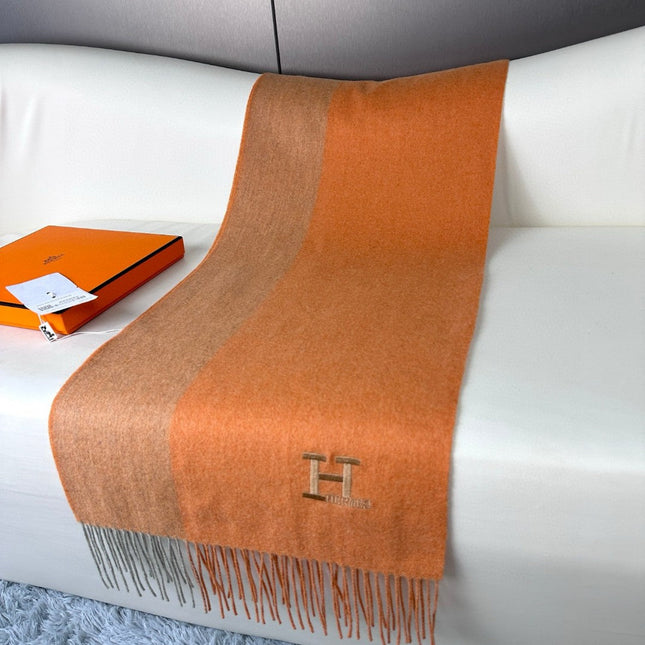 HERMES 26S LONG SCARF 190 IN CASHMERE 309792
