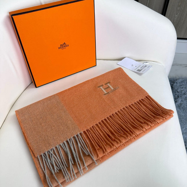HERMES 26S LONG SCARF 190 IN CASHMERE 309792
