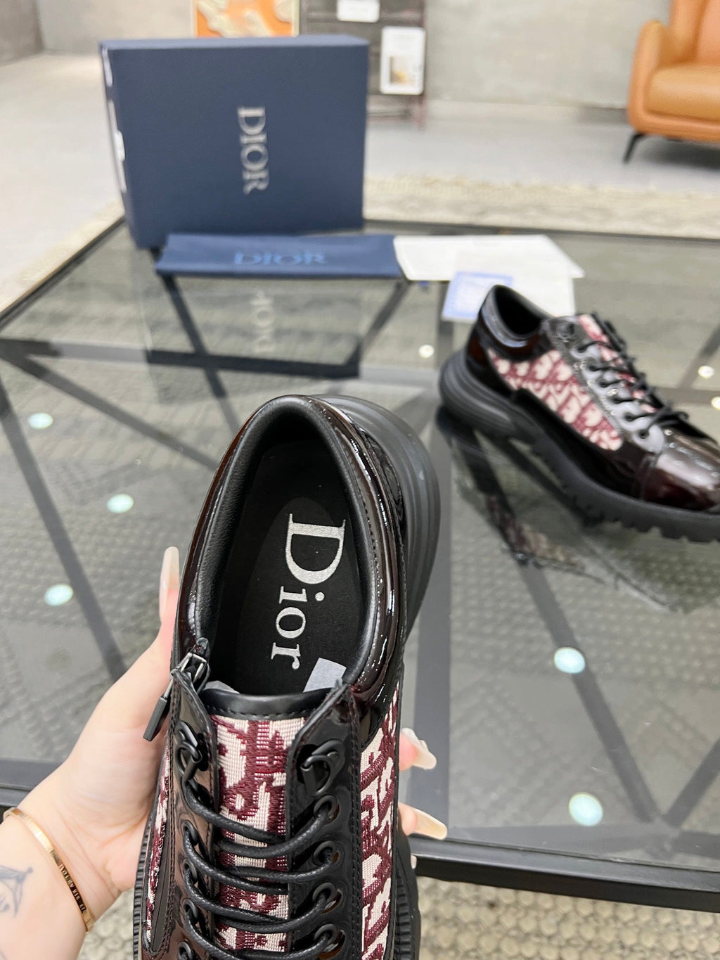 CD COMBAT DERBY SHOE WINE POLISHED CALFSKIN