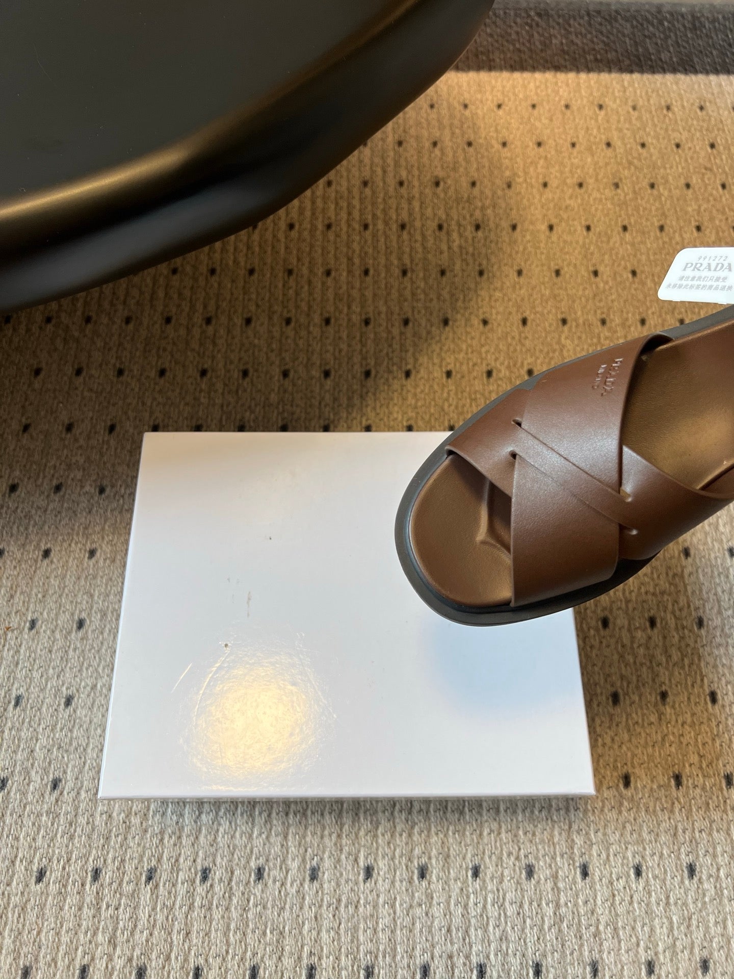 PRADA 26S CROSS STRAP PLATFORM SANDALS 35MM IN DARK BROWN CALFSKIN