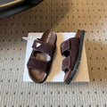 PRADA 26S DOUBLE STRAP SLIDES 35MM IN DARK BROWN SUEDE