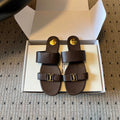 YSL 26S TWO-STRAP SANDALS IN DARK BROWN LAMBSKIN