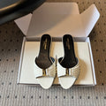 YSL 26S BABYLONE FLAT MULES IN WHITE LAMBSKIN