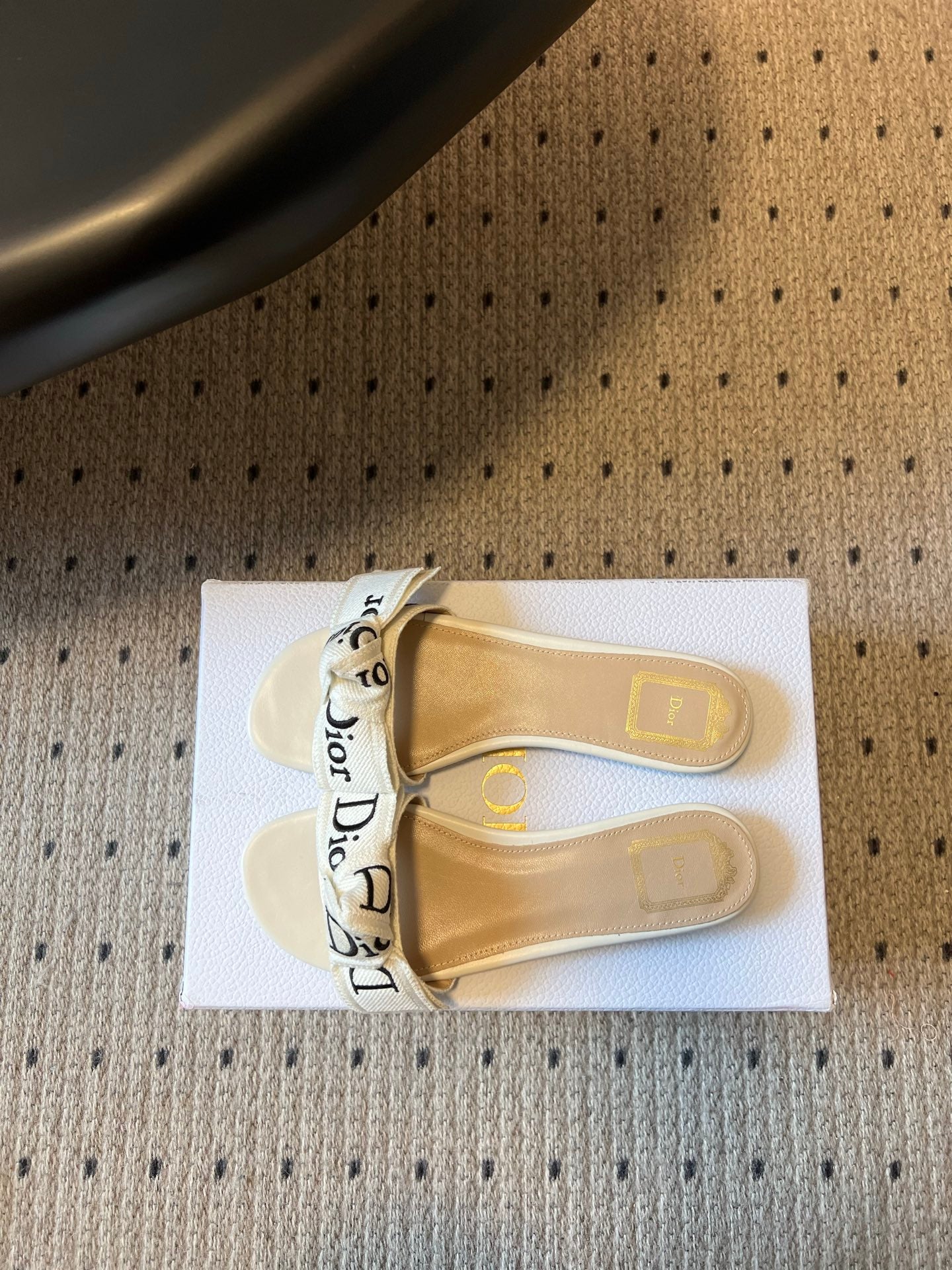 DIOR 26S DWAY SLIDE IN WHITE FABRIC AND LAMBSKIN