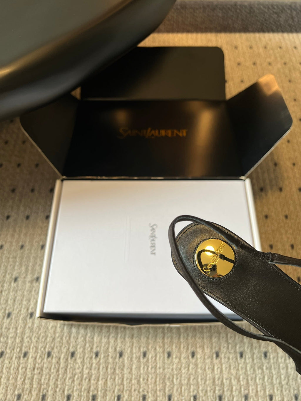 YSL 26S HEELED SLINGBACKS 60 MM IN BLACK SATIN