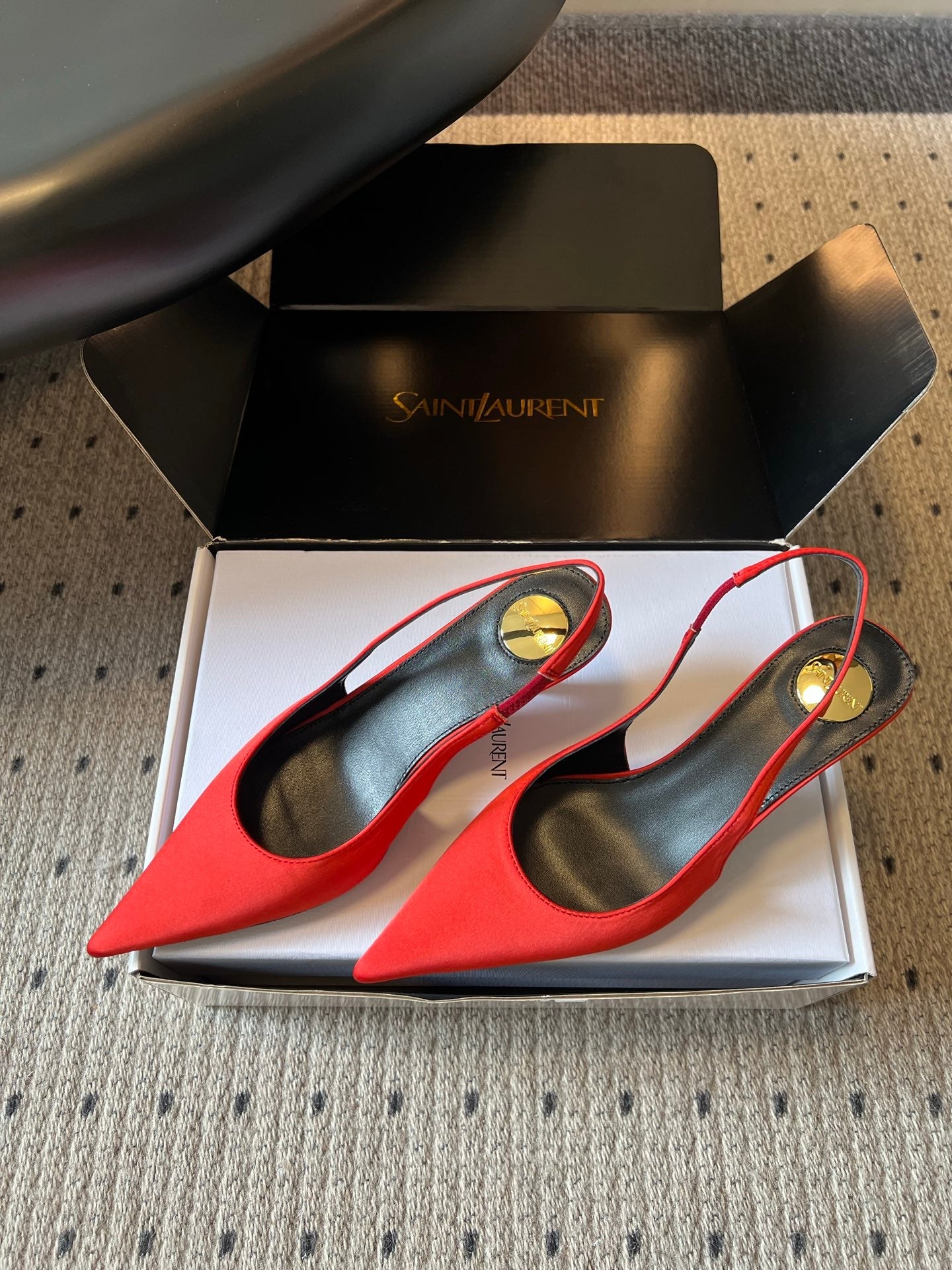 YSL 26S HEELED SLINGBACKS 60 MM IN RED SATIN