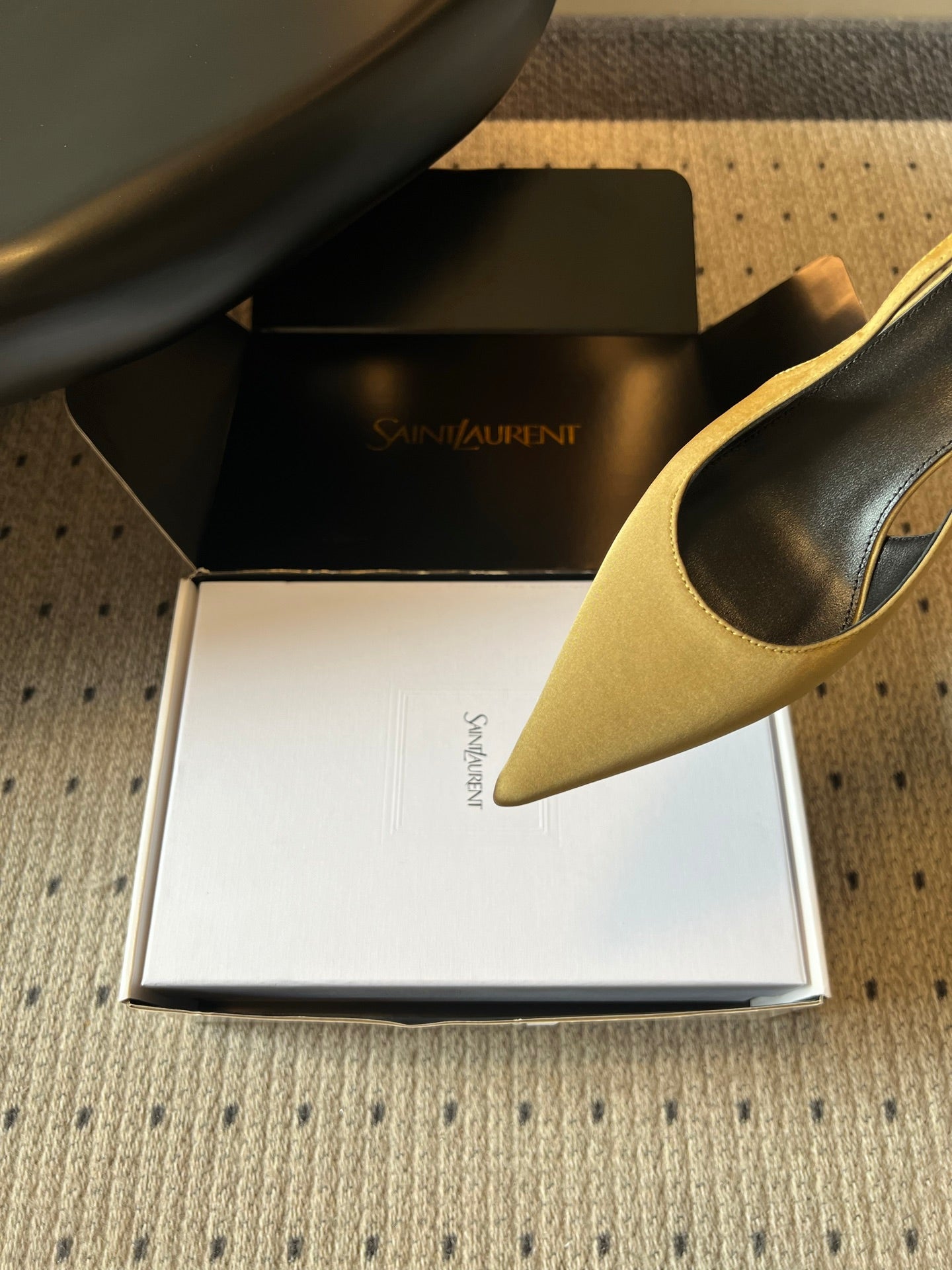 YSL 26S HEELED SLINGBACKS 60 MM IN OLIVE GREEN SATIN