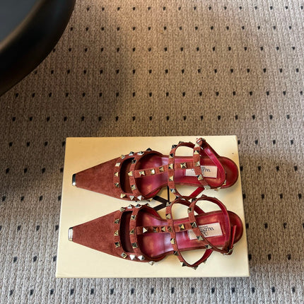 VALENTINO 26S ROCKSTUD HIGH HEELS 40 MM IN BROWN SUEDE