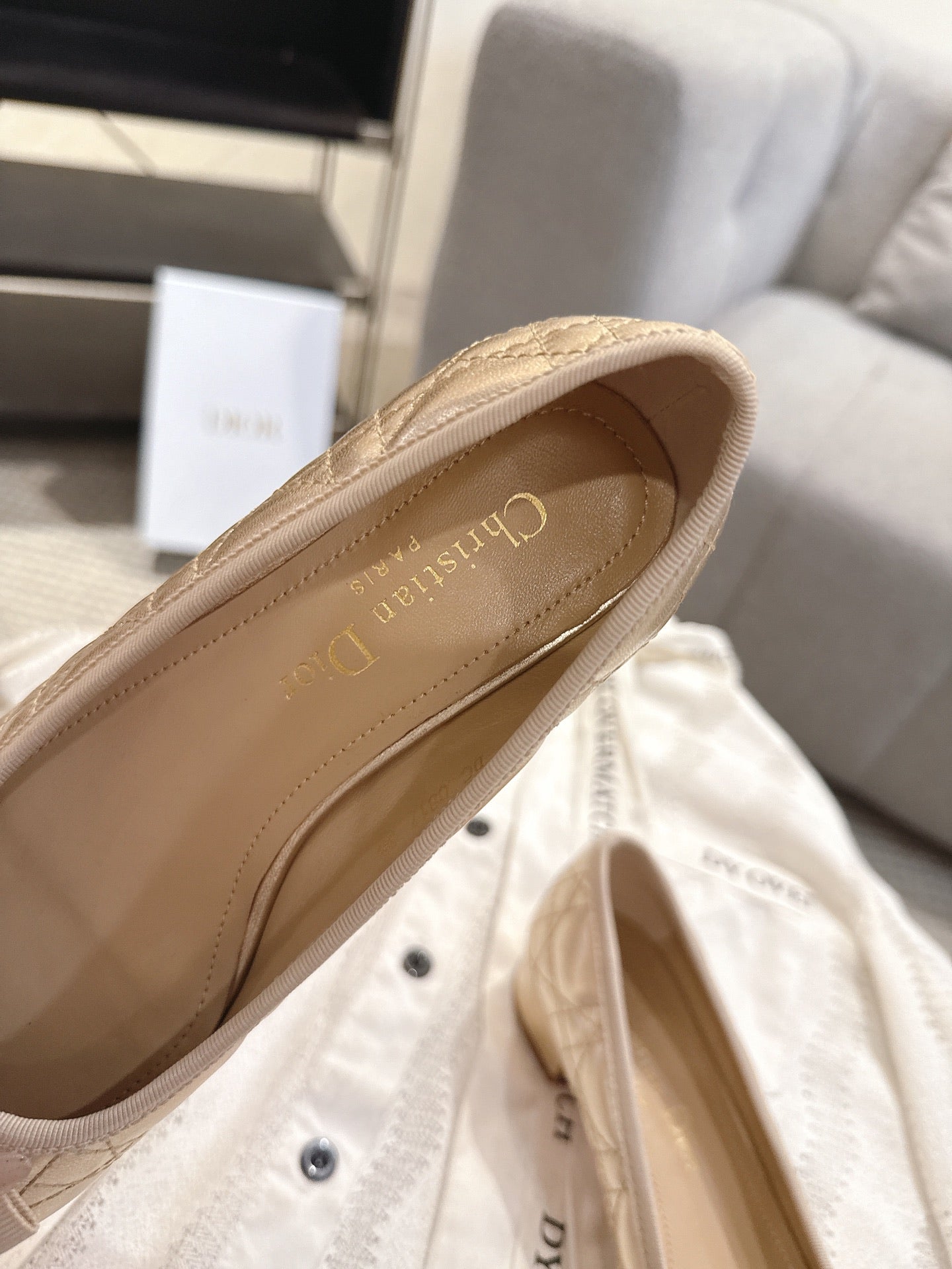 DIOR 26S LOW BLOCK HEEL PUMPS IN GOLD LAMBSKIN