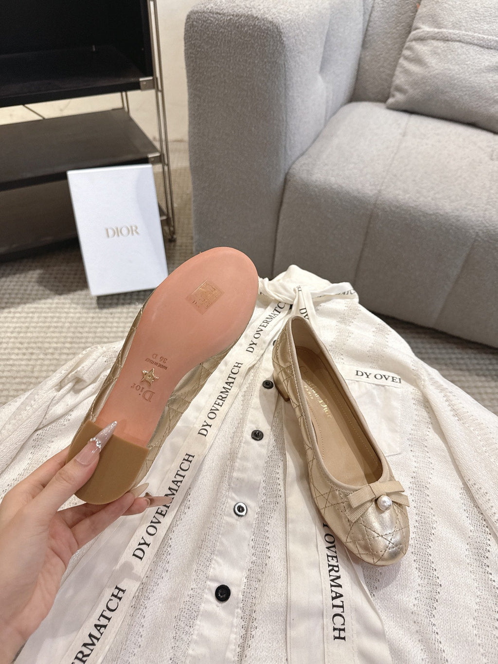 DIOR 26S LOW BLOCK HEEL PUMPS IN GOLD LAMBSKIN
