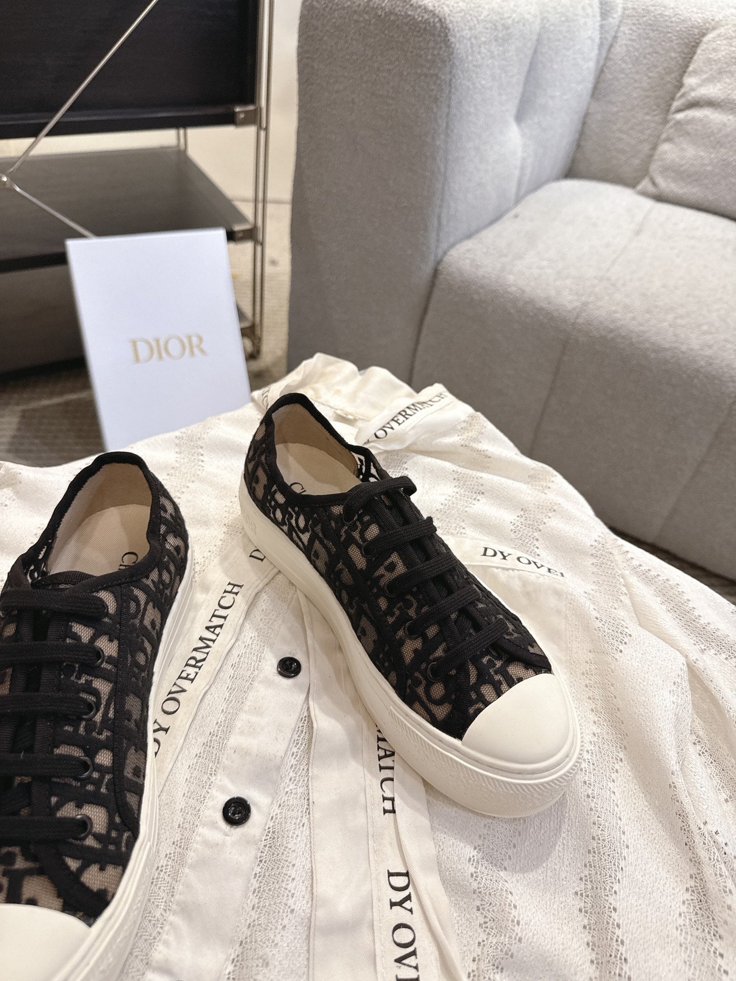DIOR 26S SNEAKERS IN BLACK OBLIQUE EMBROIDERED MESH