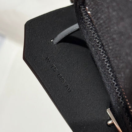 HERMES 25S MINI HERBAG 20 IN FULL BLACK CANVAS SILVER HARDWARE