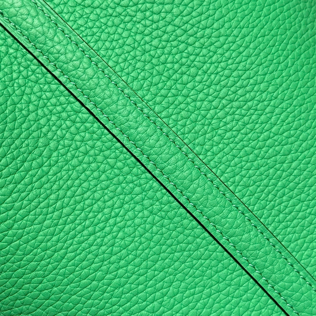 HERMES 25S PICOTIN LOCK 18 IN SPRING GREEN CALFSKIN SILVER HARDWARE
