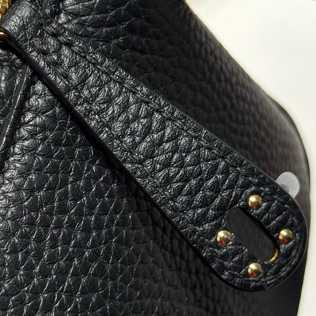 HERMES 25S MINI LINDY 19 IN BLACK CALFSKIN GOLD HARDWARE