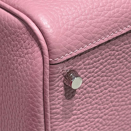 HERMES 25S MINI LINDY 19 IN MAUVE CALFSKIN SILVER HARDWARE