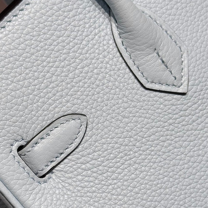 HERMES 25S MEDIUM BIRKIN 25 IN CLOUD BLUE CALFSKIN SILVER HARDWARE