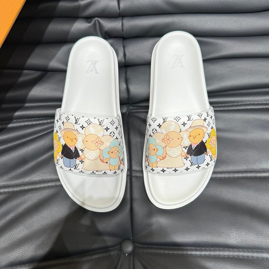 LV SLIPPERS IN WHITE MONOGRAM CALFSKIN