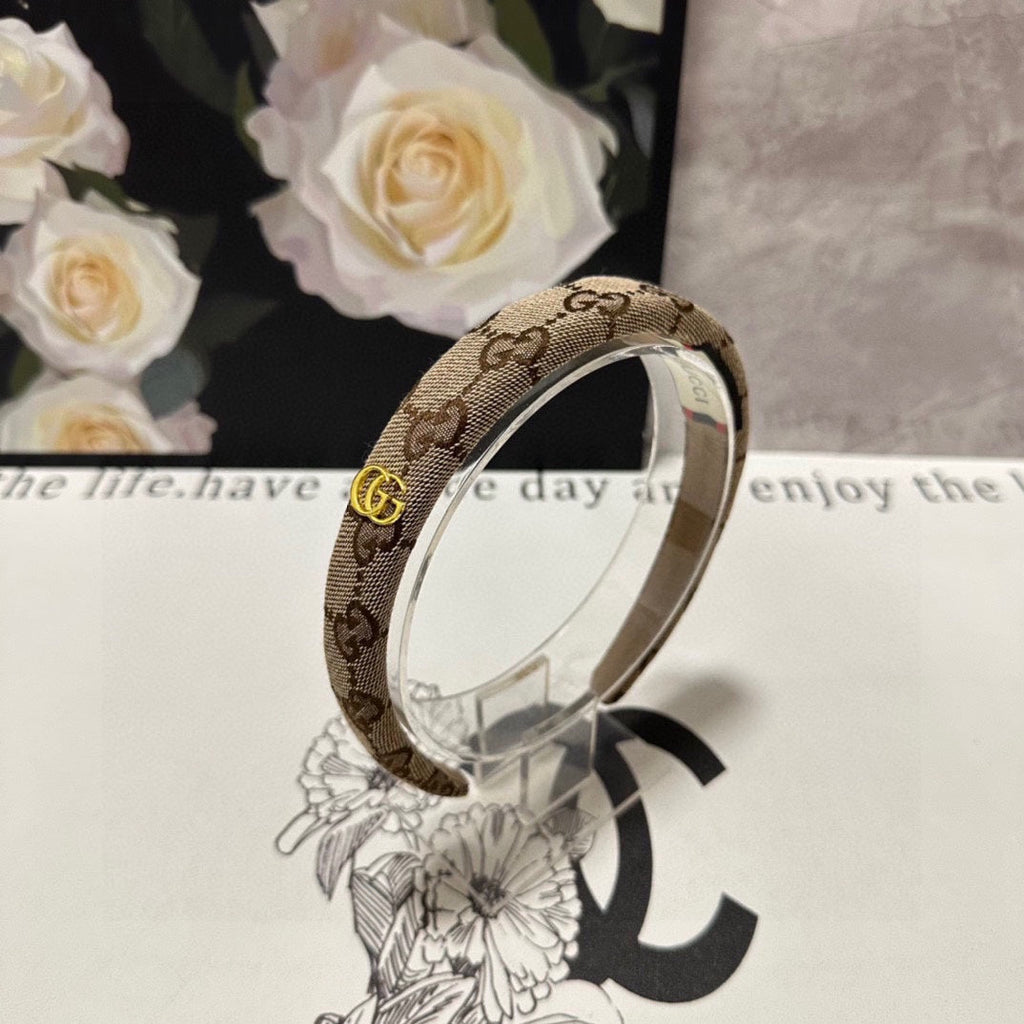 HAIRBAND IN BEIGE AND EBONY CANVAS 432816