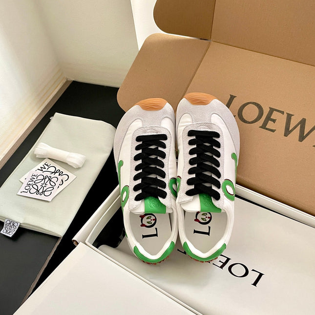LOEWE 26S BALLET RUNNER 2.0 IN LIGHT GRAY SUEDE AND WHITE NYLON