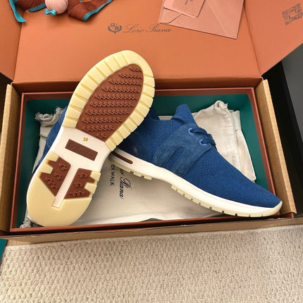 LP 26S BASIC 360 FLEXY WALK SNEAKER IN DARK BLUE FABRICS AND CALFSKIN