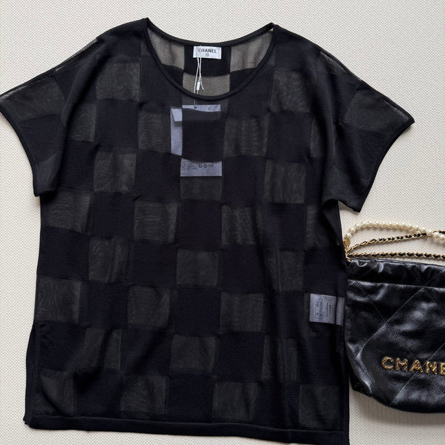 CHANEL 26S PLAID SHORT-SLEEVE SHIRT STYLE 1160
