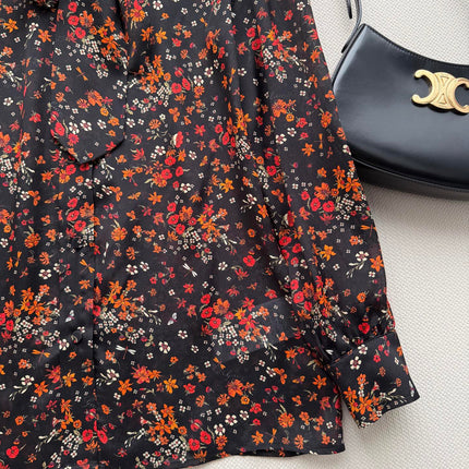 GUCCI 26S LONG-SLEEVE FLORAL BOW-TIE BLOUSE 485