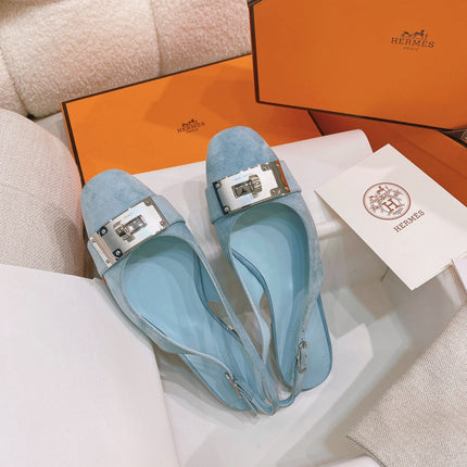 HM 26S INNOCENTE SLINGBACK IN LIGHT BLUE SUEDE SILVER HARDWARE