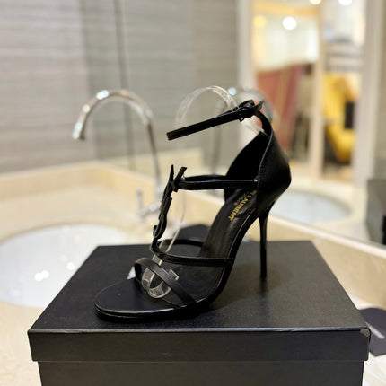 SL CASSANDRA HEELED SANDALS BLACK CALFSKIN