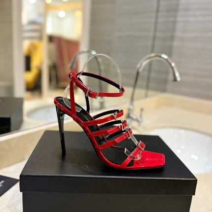 SL JERRY HEELED SANDALS RED POLISHED CALFSKIN