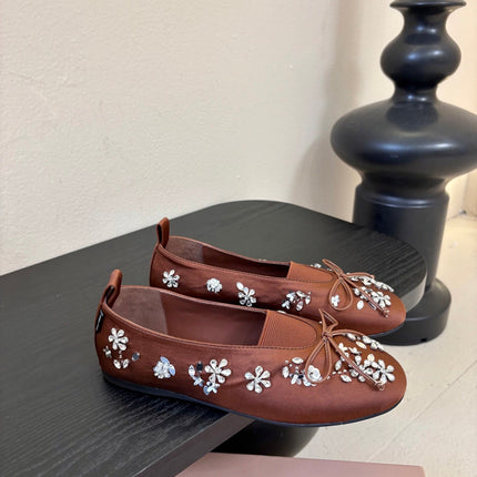 MIUMIU 25S MARY JANE SHOES IN DARK BROWN SATIN