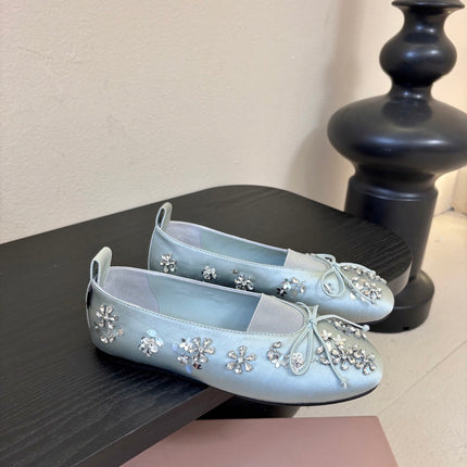 MIUMIU 25S MARY JANE SHOES IN LIGHT BLUE SATIN