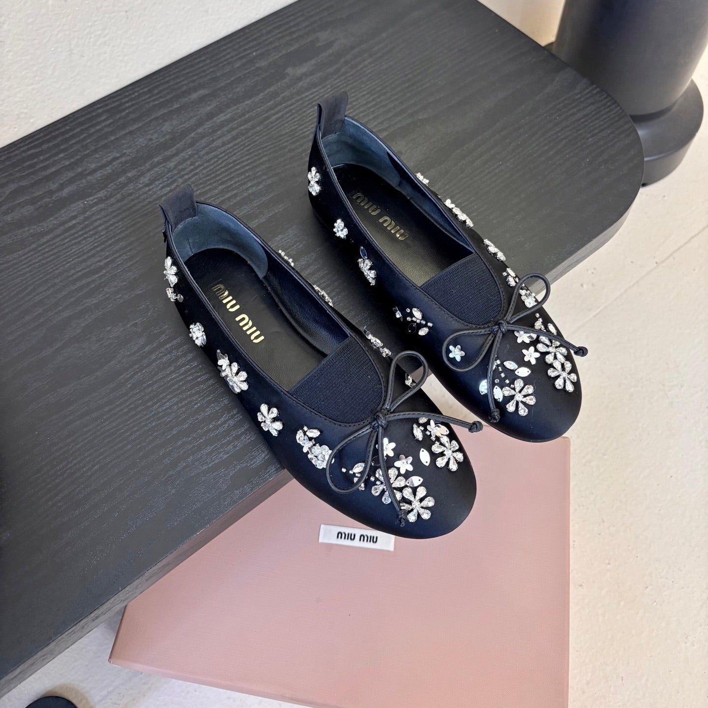 MIUMIU 25S MARY JANE SHOES IN NAVY BLUE SATIN