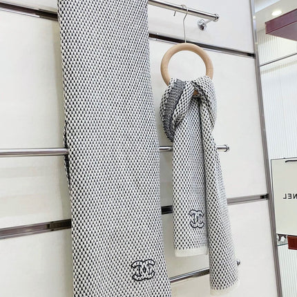 SCARF 180 CM IN WHITE MIX BLACK CASHMERE  394592