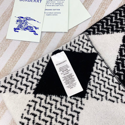 ARGYLE WOOL SCARF 190 CM BLACK MIX WHITE 394596