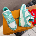 LV 26S LOW TOP SNEAKERS IN WHITE AND MINT GREEN CALFSKIN WITH MONOGRAM SOLE DETAIL