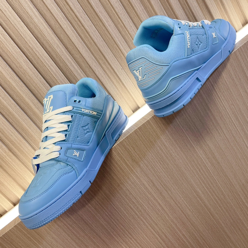 LV 26S LOW TOP SNEAKERS IN LIGHT BLUE EMBOSSED MONOGRAM CALFSKIN