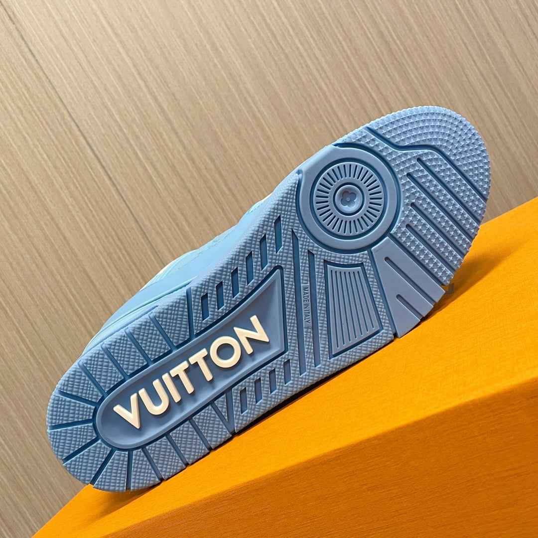 LV 26S LOW TOP SNEAKERS IN LIGHT BLUE EMBOSSED MONOGRAM CALFSKIN