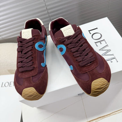 LOEWE 26S BALLET RUNNER 2.0 IN BURGUNDY RED NYLON AND CALFSKIN